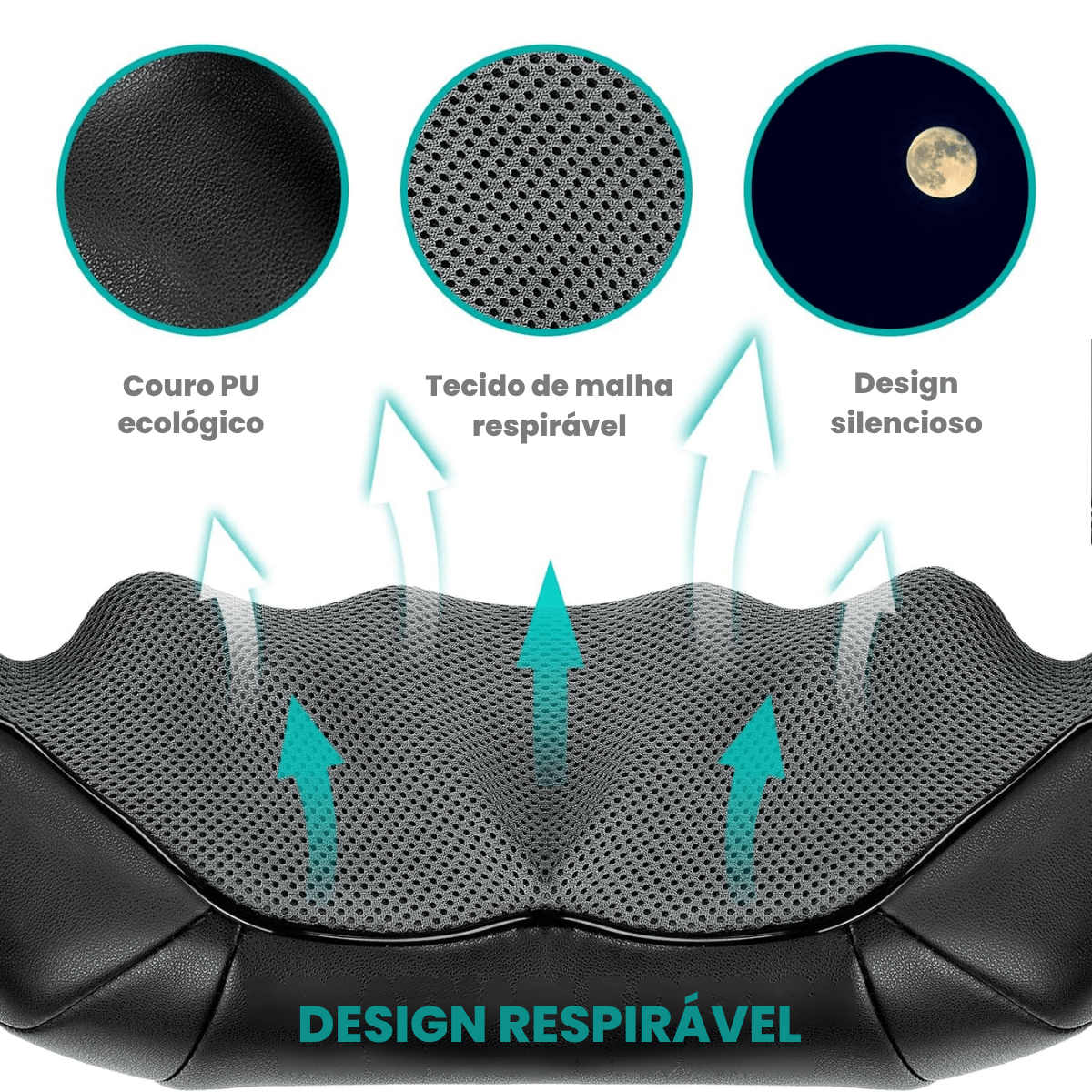 Massageador Shiatsu 3D Elétrico com Aquecimento – 8 Nódulos, 3 Níveis de Intensidade - KneadBlaze™