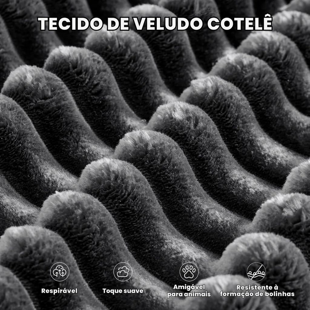 Sofá Modular em L com 3 Lugares, Sem Montagem, Estofado em Veludo Cotelê – CloudFlex™