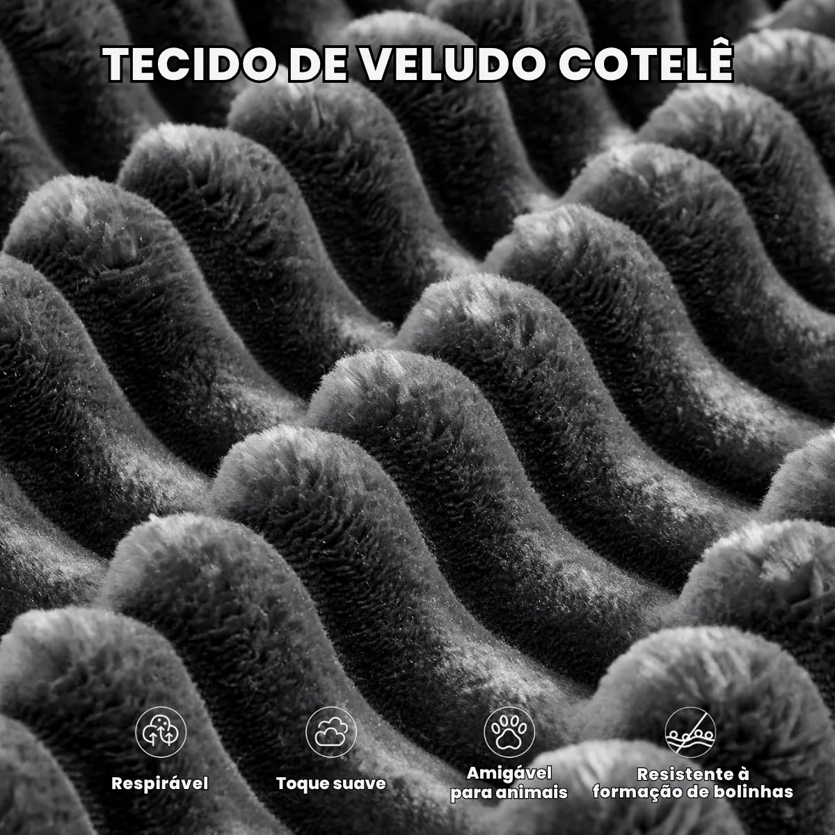 Sofá Modular em L com 3 Lugares, Sem Montagem, Estofado em Veludo Cotelê – CloudFlex™