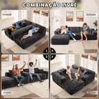 Sofá Modular em L com 3 Lugares, Sem Montagem, Estofado em Veludo Cotelê – CloudFlex™