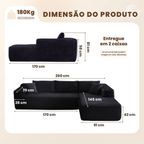 Sofá Modular em L com 3 Lugares, Sem Montagem, Estofado em Veludo Cotelê – CloudFlex™