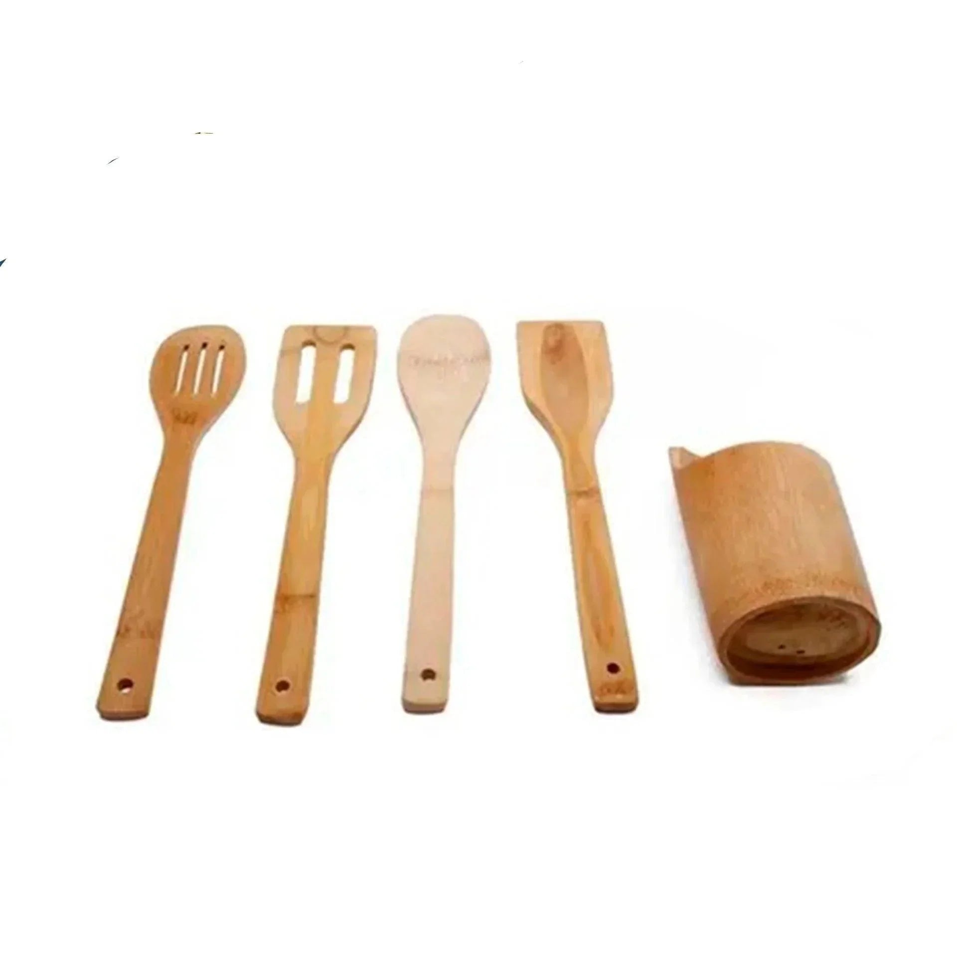 Jogo De Bambu 5 Peças Para Cozinha