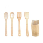 Jogo De Bambu 5 Peças Para Cozinha
